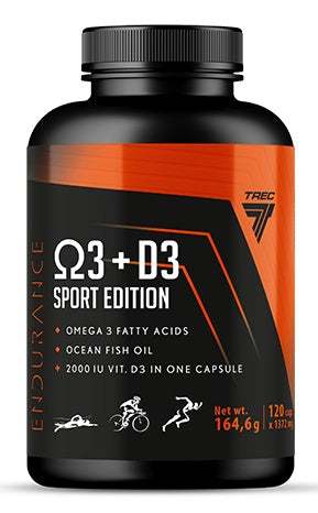 Trec Nutrition Endurance Omega 3 + D3 Sport Edition - 120 caps For Sale