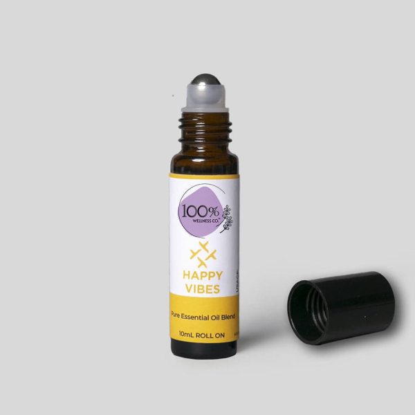 100% Wellness Co Happy Vibes Essential Oil Roll-on Blend on Sale